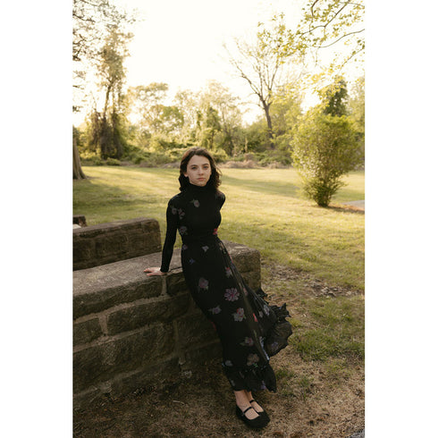 Ava and Lu Black Flower Studded Tulle Skirt & Top